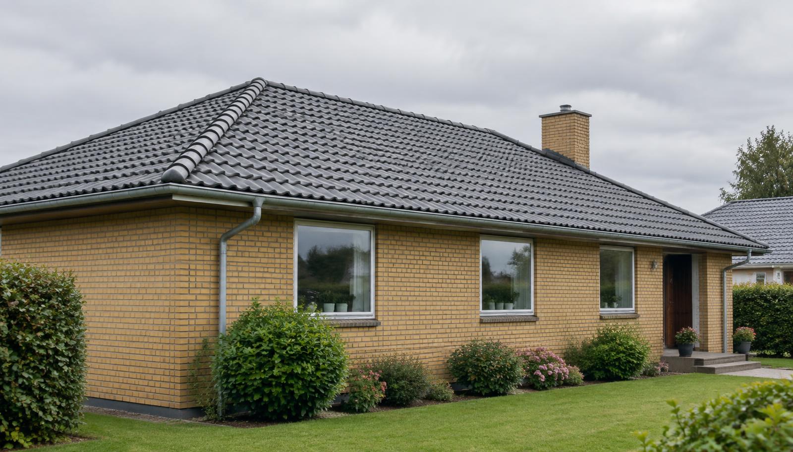 Parcelhus med nyt tag i grå betontagsten med dobbelt-S-profil